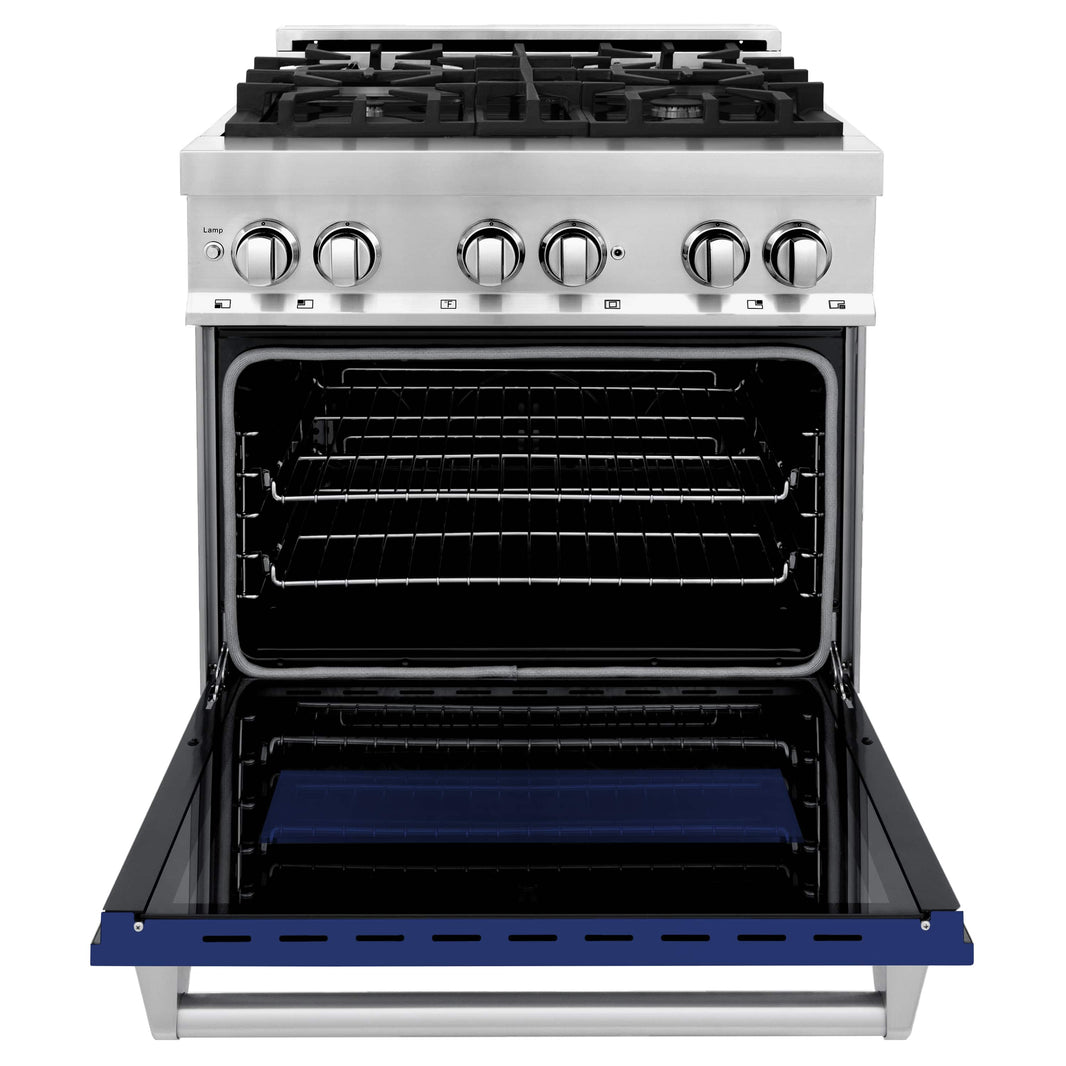 ZLINE 30-Inch Professional Dual Fuel Range with Blue Gloss Door (RA-BG-30)