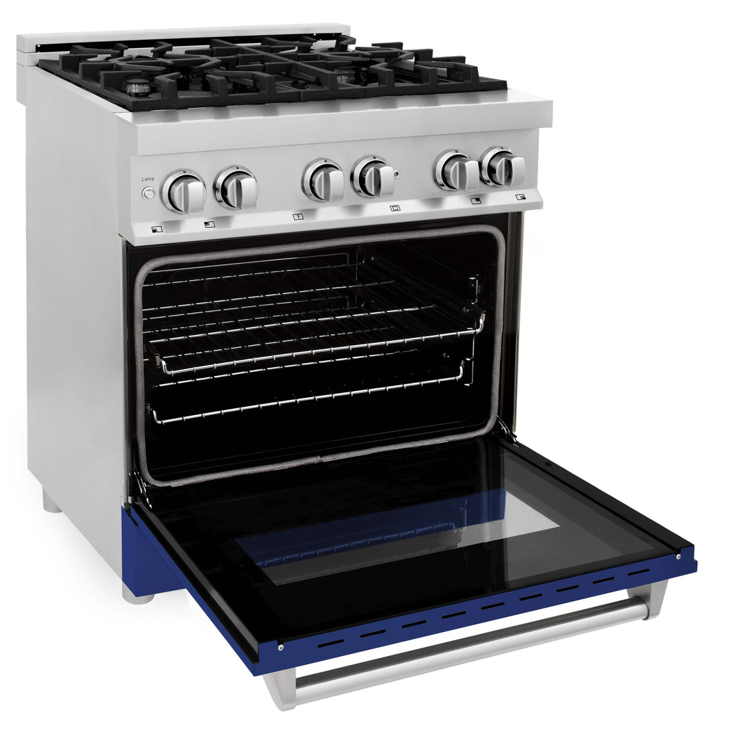 ZLINE 30-Inch Professional Dual Fuel Range with Blue Gloss Door (RA-BG-30)