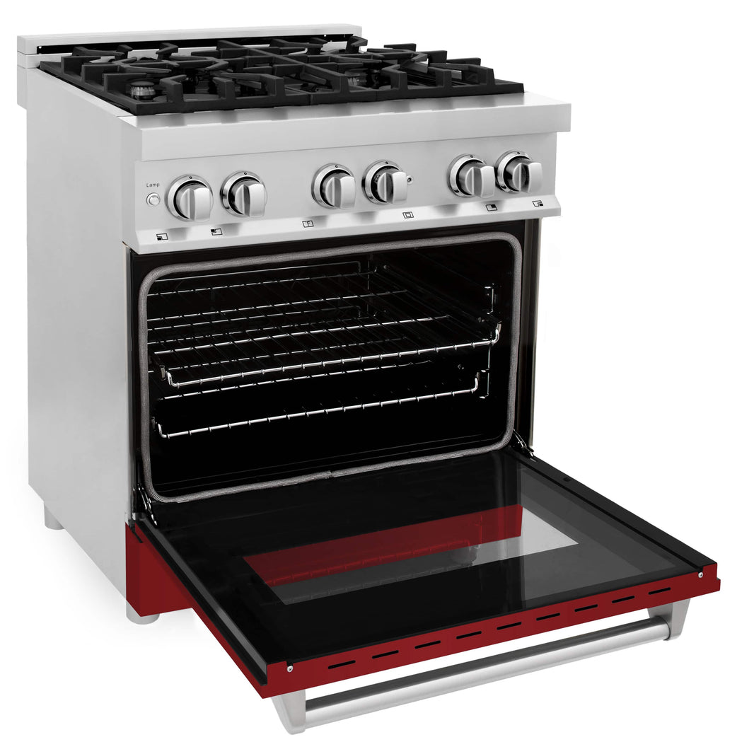 ZLINE 30-Inch Professional Dual Fuel Range with Red Gloss Door (RA-RG-30)