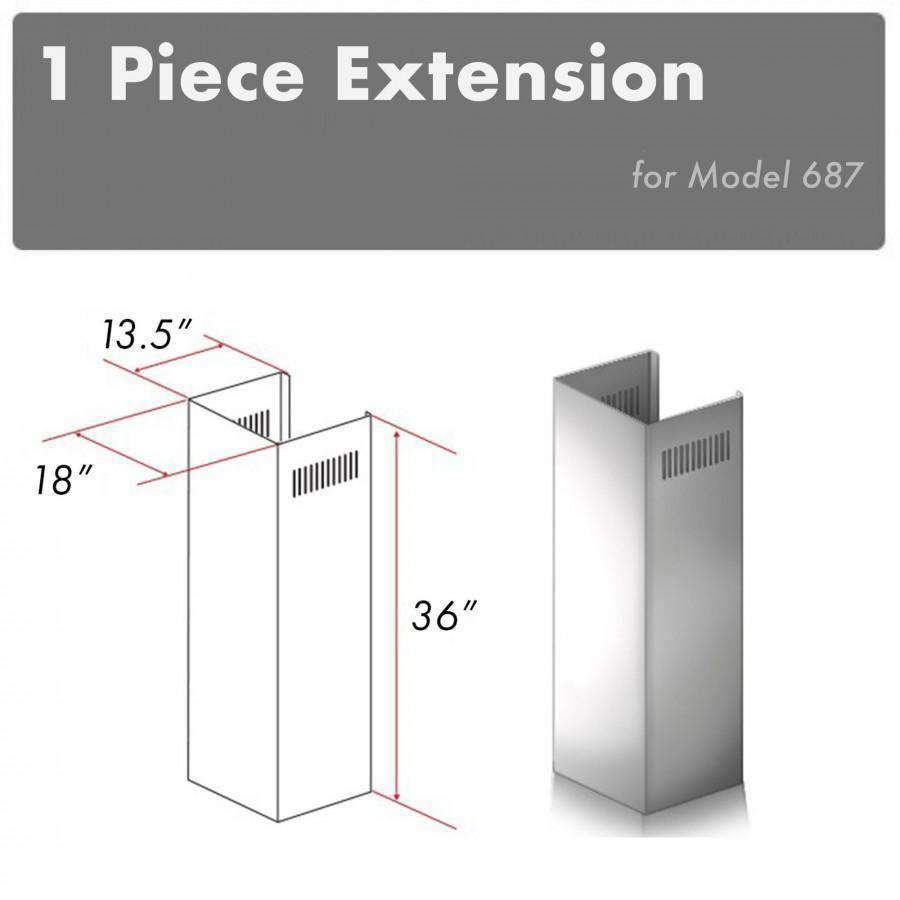 ZLINE 1 Piece Chimney Extension for 10 Foot Ceiling (1PCEXT-687)