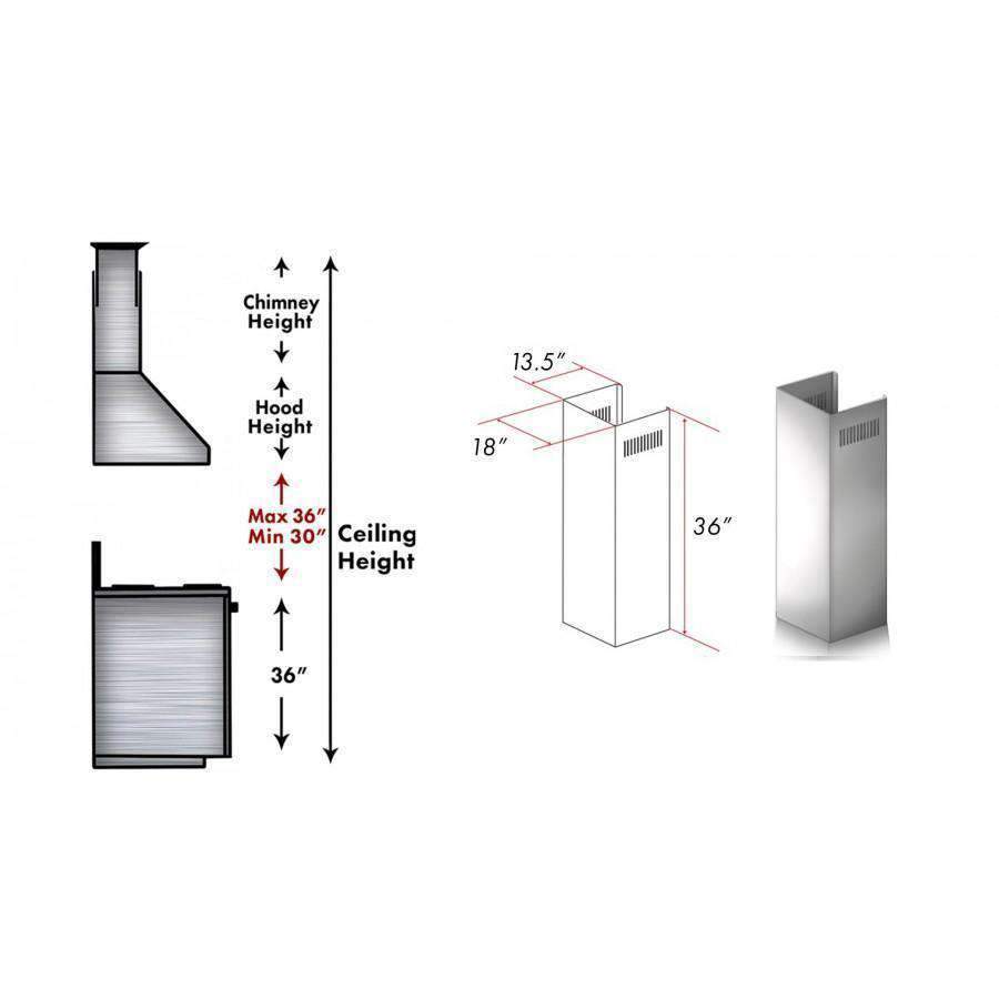 ZLINE 1 Piece Chimney Extension for 10 Foot Ceiling (1PCEXT-687)