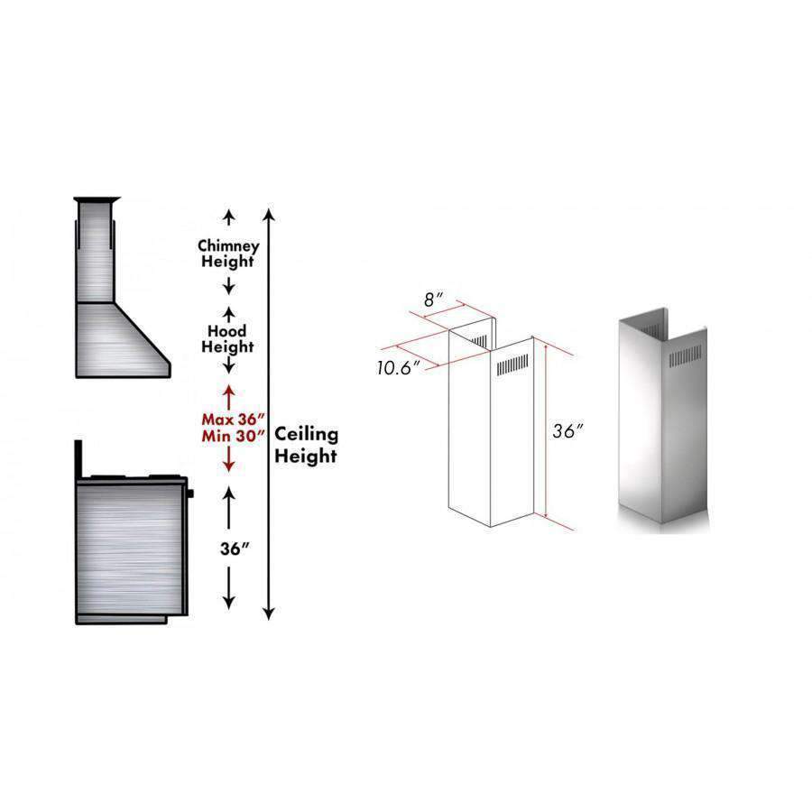 ZLINE 1 Piece Chimney Extension for 10' Ceiling (1PCEXT-KF1)