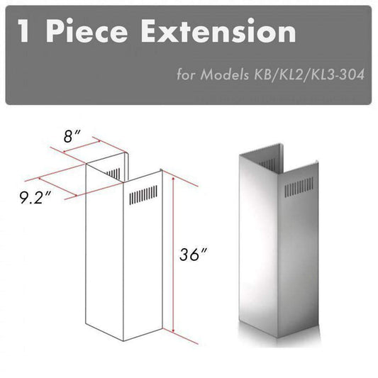 ZLINE 1 Piece Chimney Extension for 10ft Ceiling (1PCEXT-KB/KL2/KL3-304)