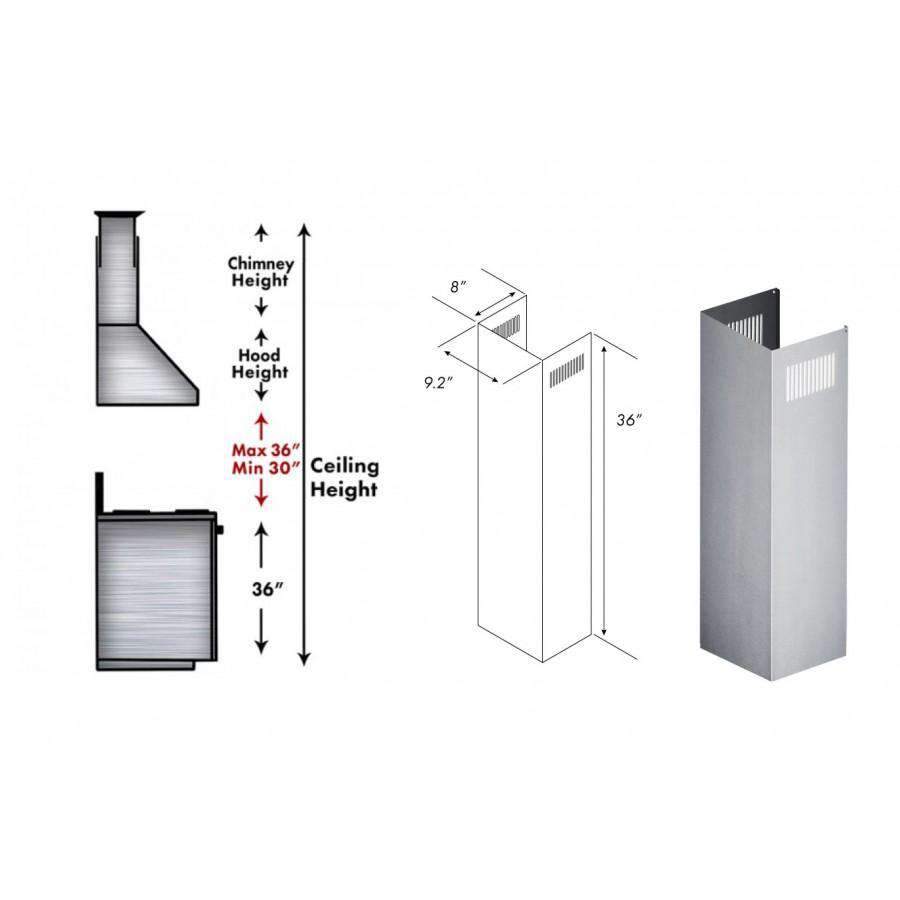 ZLINE 1 Piece Chimney Extension for 10ft Ceiling (1PCEXT-KB/KL2/KL3)