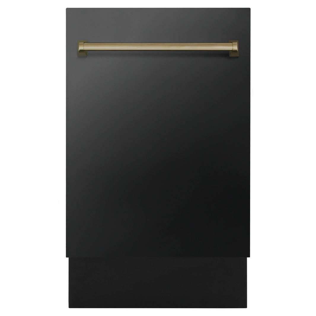 ZLINE 18" Autograph Edition Tall Tub Dishwasher in Black Stainless Steel with Champagne Bronze Handle (DWVZ-BS-18-CB)