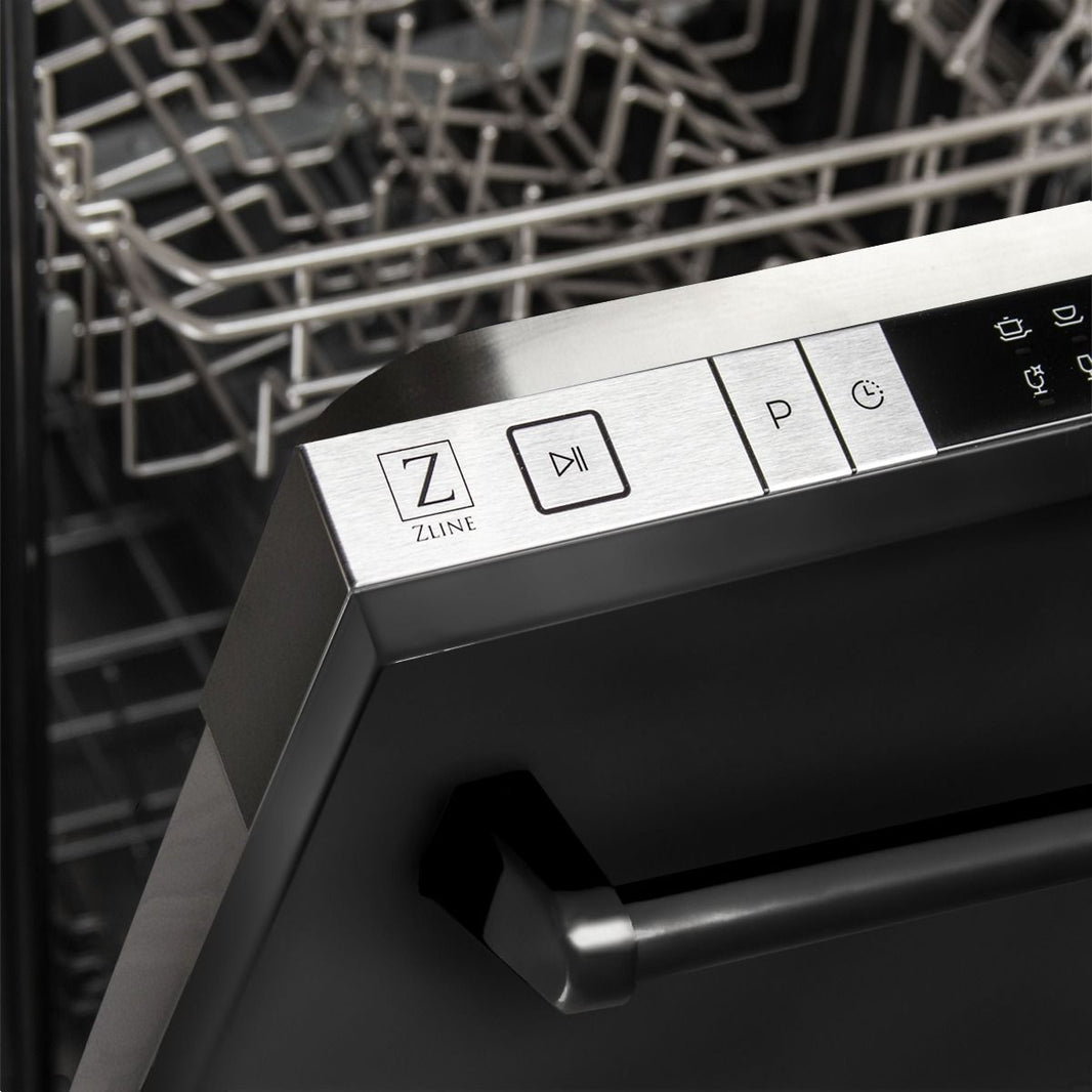 ZLINE 18" Dishwasher in Black Stainless Steel with Traditional Handle (DW-BS-18)