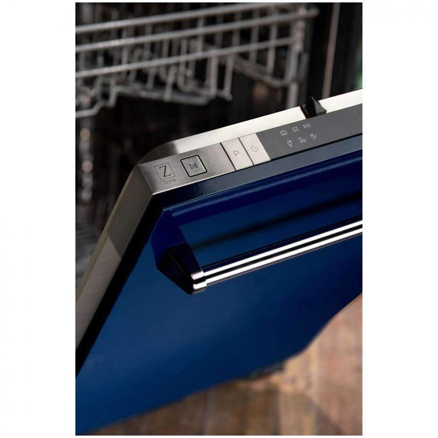 ZLINE 18" Dishwasher in Blue Gloss with Stainless Steel Tub and Traditional Style Handle (DW-BG-18)