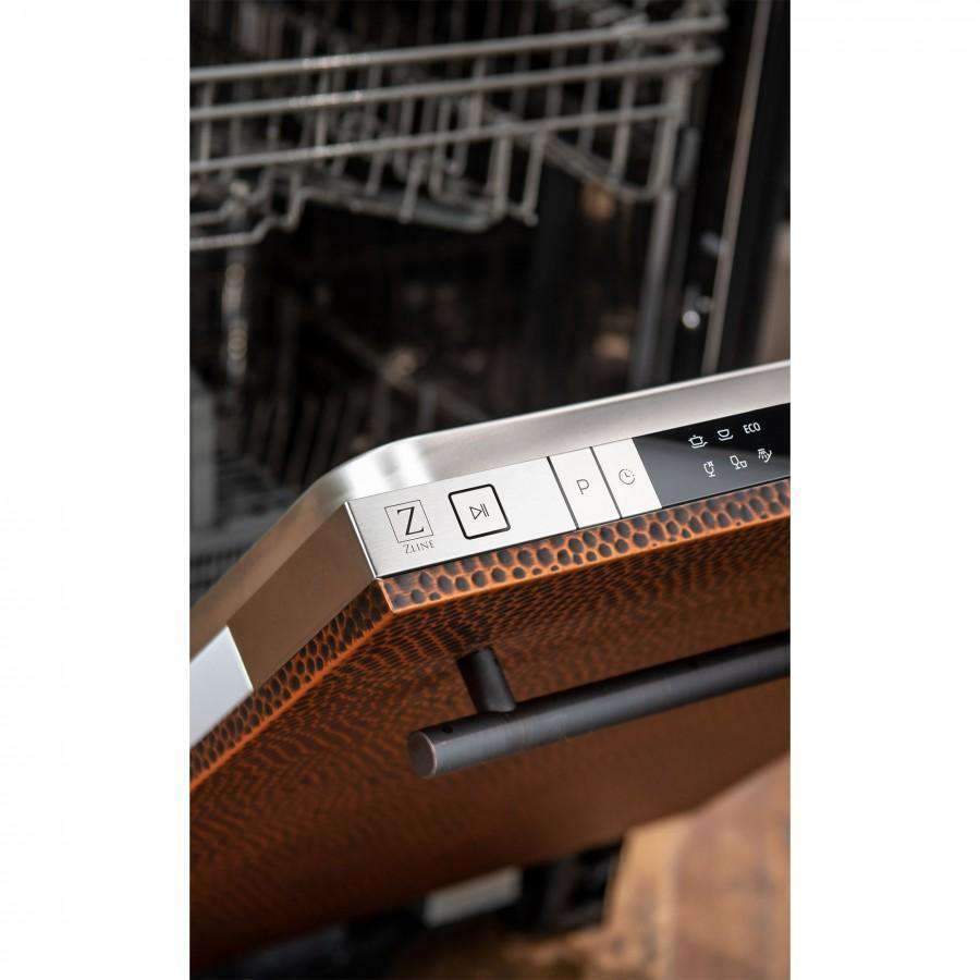 ZLINE 18" Dishwasher in Hand-Hammered Copper with Stainless Steel Tub and Modern Style Handle (DW-HH-18)