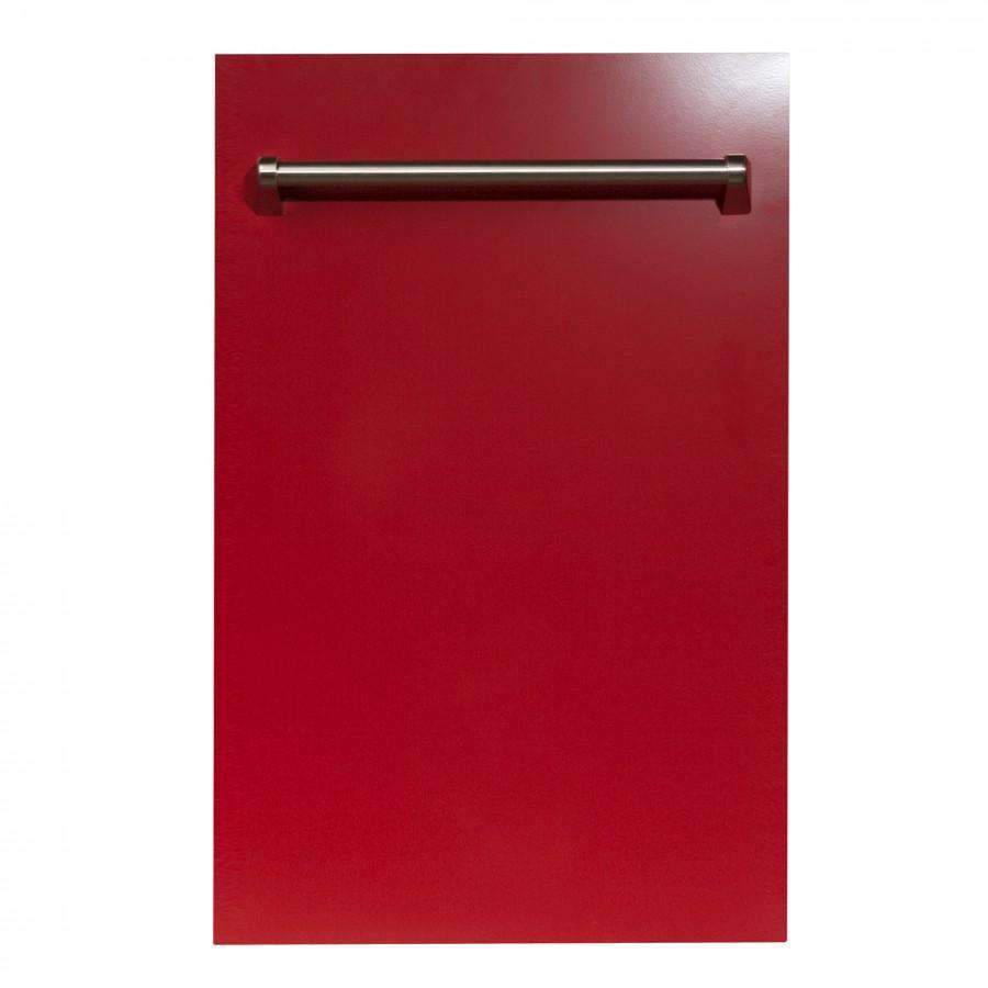 ZLINE 18" Dishwasher in Red Gloss with Stainless Steel Tub and Traditional Style Handle (DW-RG-18)