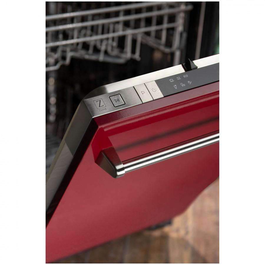 ZLINE 18" Dishwasher in Red Gloss with Stainless Steel Tub and Traditional Style Handle (DW-RG-18)