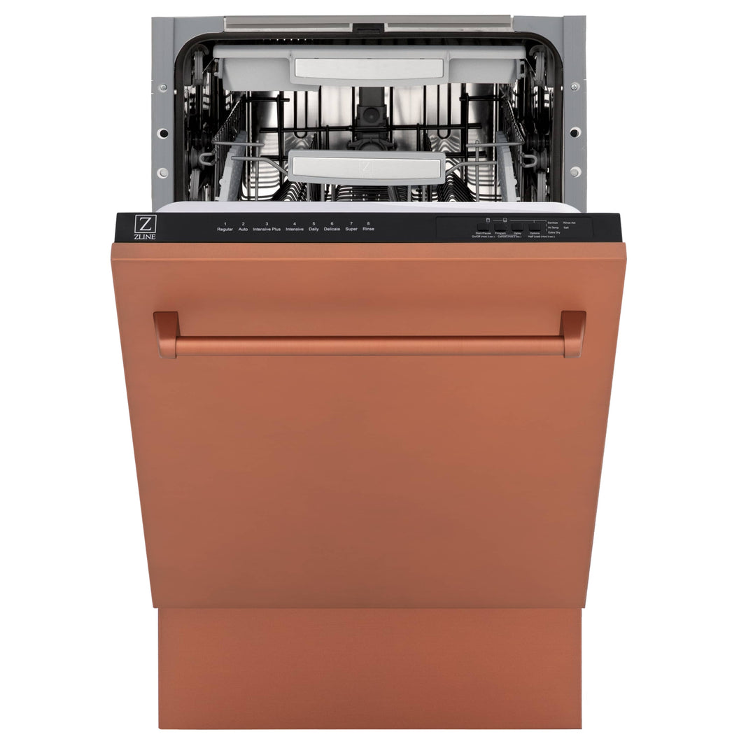 ZLINE 18" Tallac Series 3rd Rack Top Control Dishwasher in Copper with Stainless Steel Tub, 51dBa (DWV-C-18)