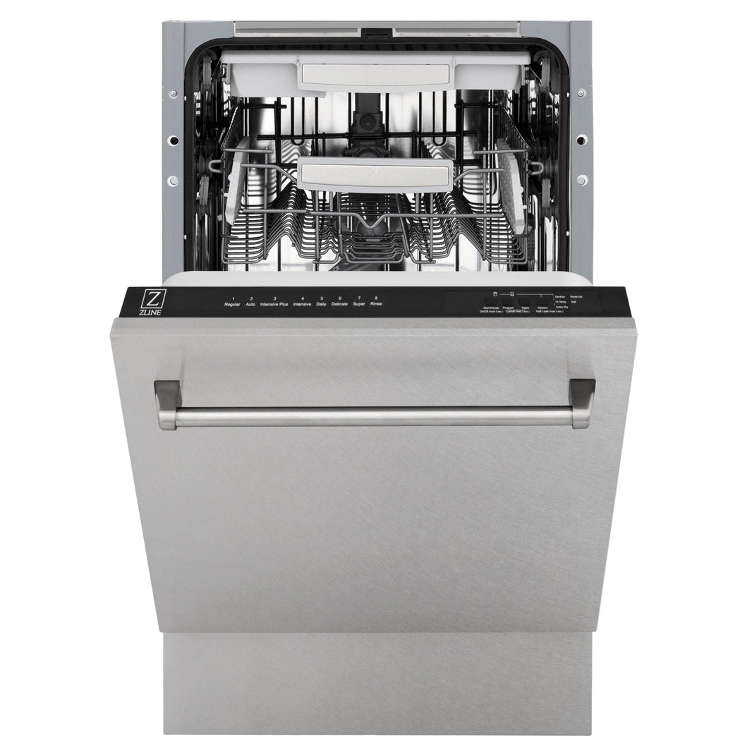 ZLINE 18" Tallac Series 3rd Rack Top Control Dishwasher in DuraSnow with Stainless Steel Tub, 51dBa (DWV-SN-18)