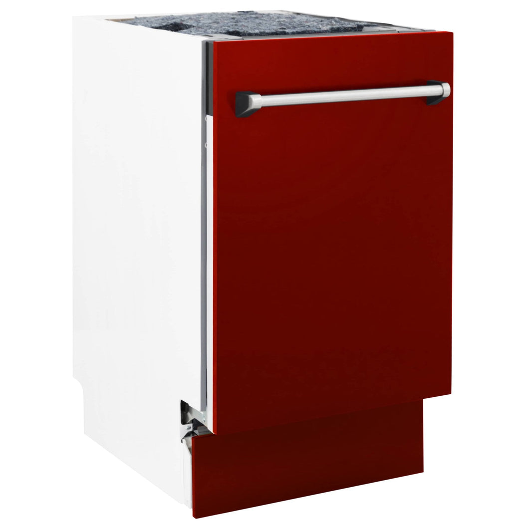 ZLINE 18" Tallac Series 3rd Rack Top Control Dishwasher in Red Gloss with Stainless Steel Tub, 51dBa (DWV-RG-18)