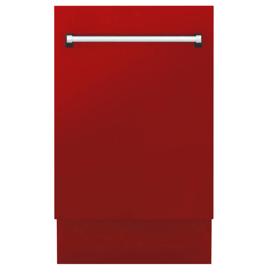 ZLINE 18" Tallac Series 3rd Rack Top Control Dishwasher in Red Matte with Stainless Steel Tub, 51dBa (DWV-RM-18)