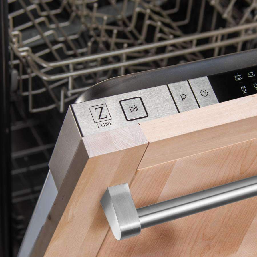 ZLINE 18" Top Control Dishwasher in Unfinished Wood with Traditional Style Handle (DW-UF-H-18)