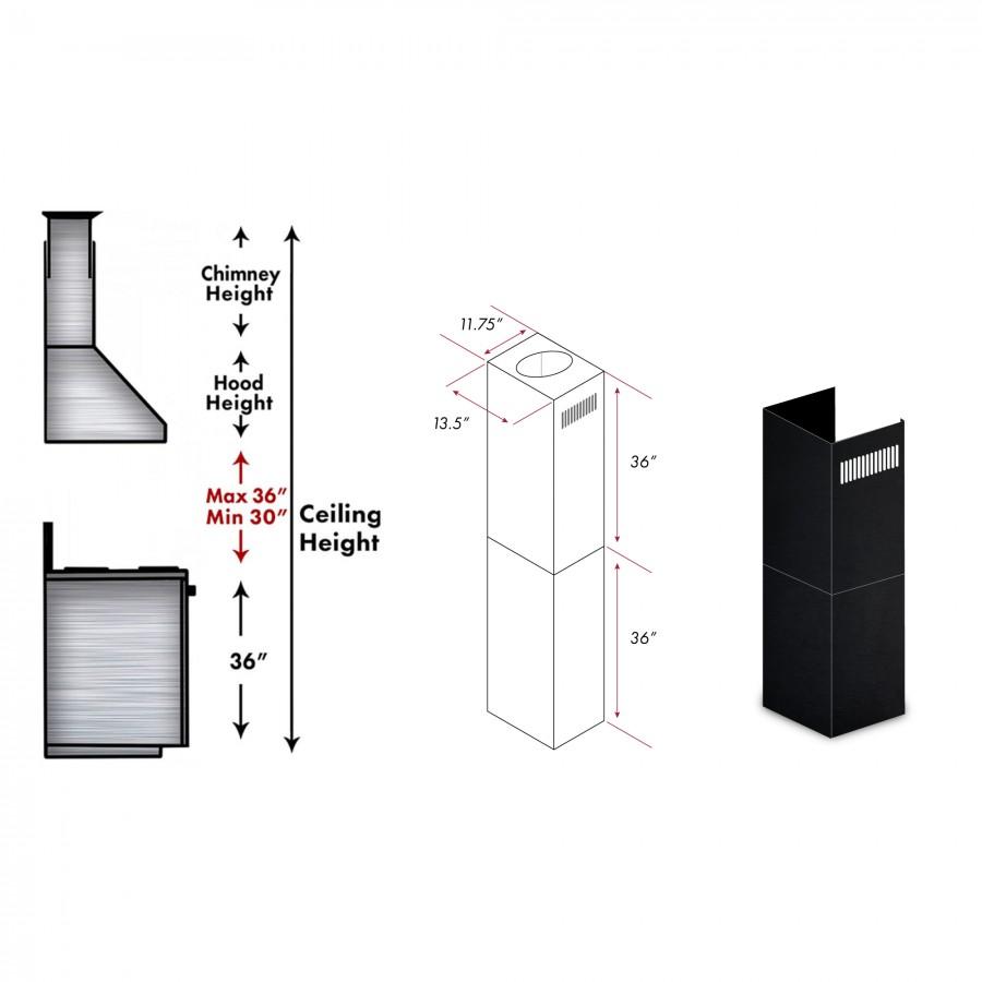 ZLINE 2-36-Inch Chimney Extensions for 10 ft. to 12 ft. Ceilings (2PCEXT-BS655N)