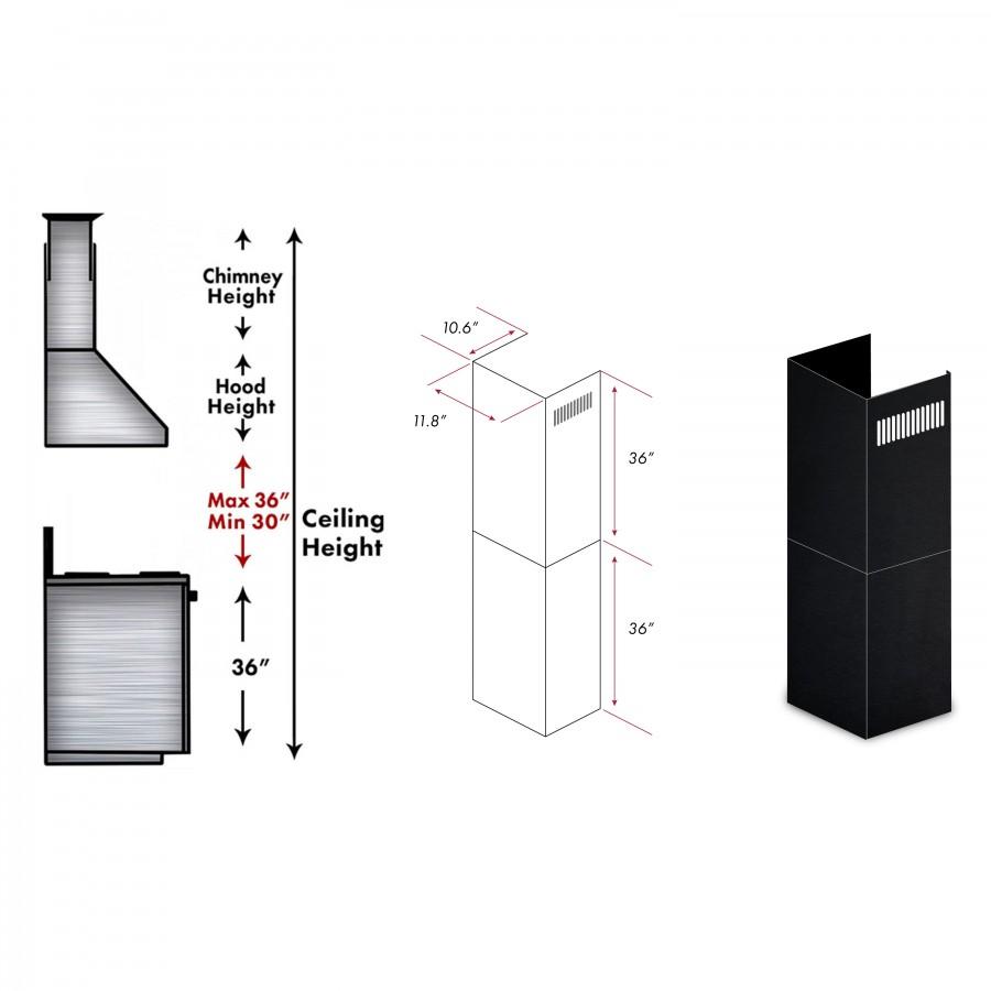 ZLINE 2-36-Inch Chimney Extensions for 10 ft. to 12 ft. Ceilings (2PCEXT-BSKEN)