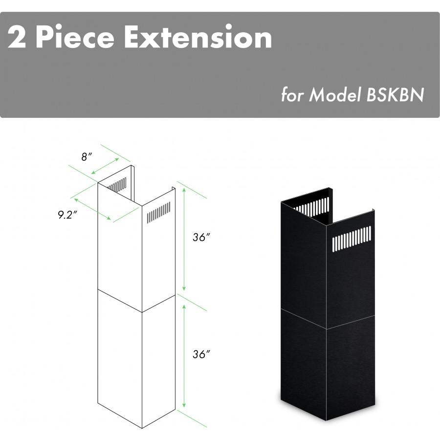 ZLINE 2-36-Inch Chimney Extensions for 10 ft. to 12 ft. Ceilings in Black Stainless (2PCEXT-BSKBN)