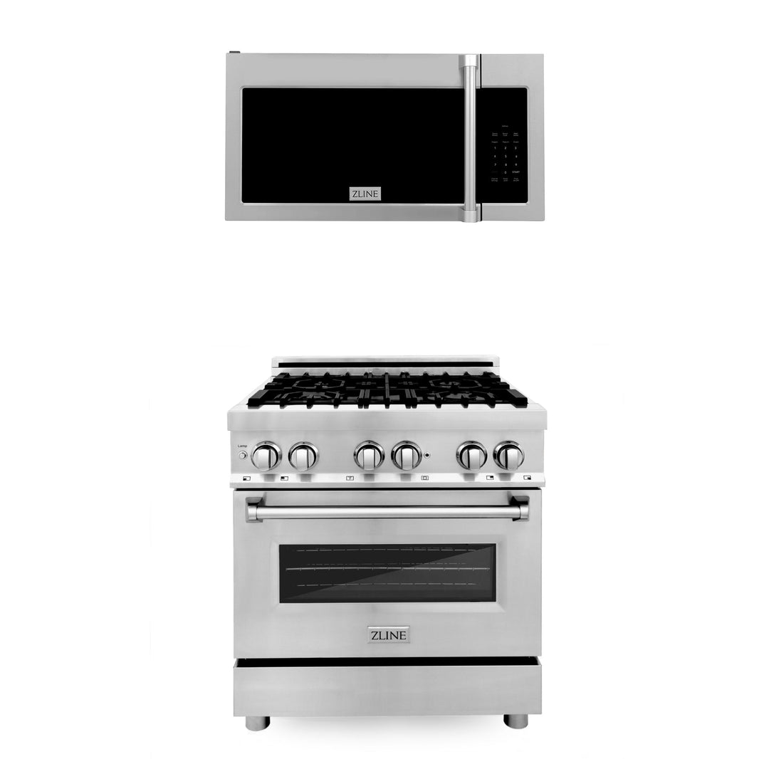 ZLINE 2-Piece Appliance Package - 30-inch Dual Fuel Range & Over-the-Range Microwave (2KP-RAOTRH30)