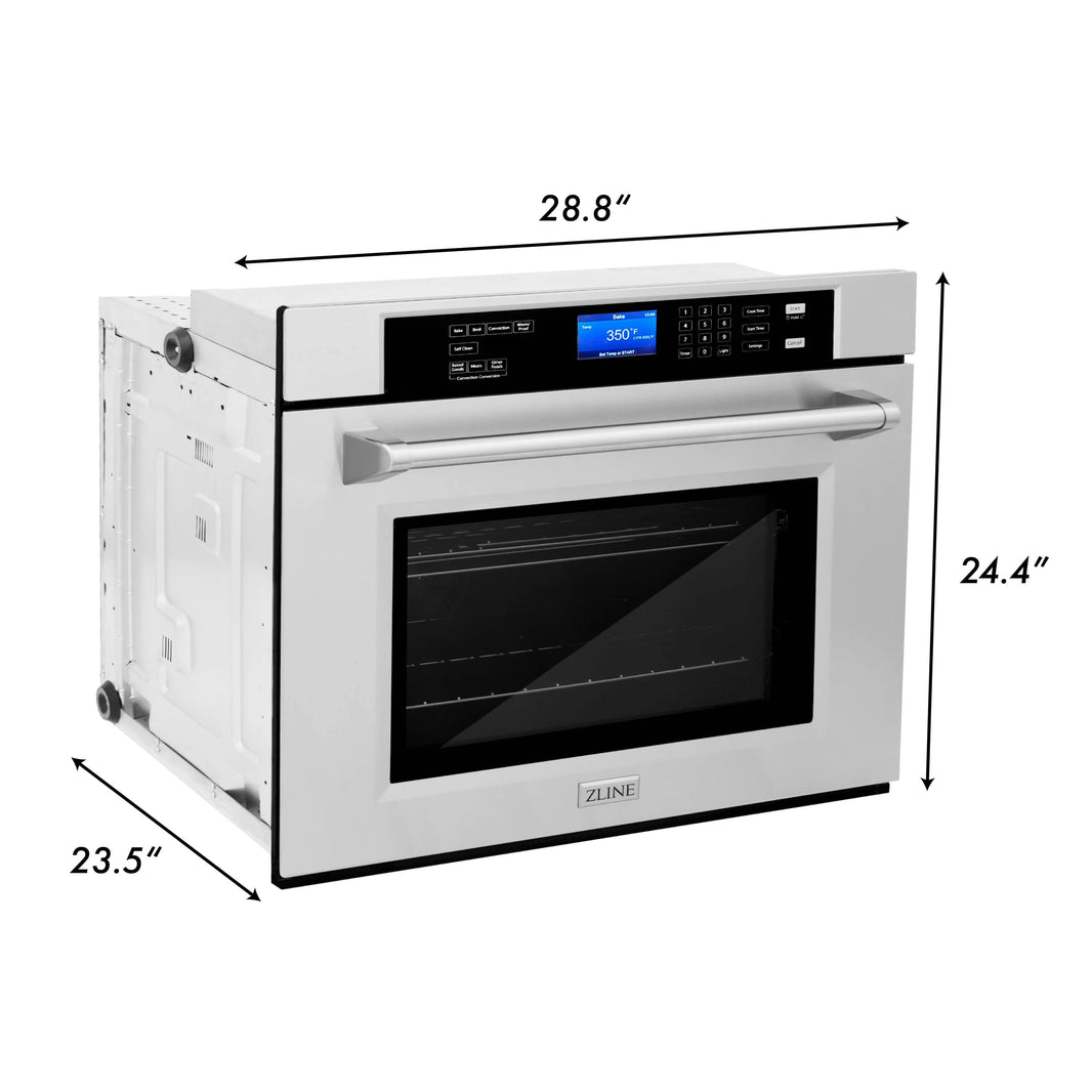 ZLINE 2-Piece Appliance Package - 30-inch Electric Wall Oven with Self-Clean & 24-inch Built-In Microwave Oven in Stainless Steel (2KP-MW24-AWS30)