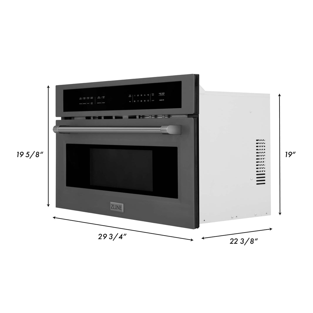 ZLINE 2-Piece Appliance Package - 30-inch Electric Wall Oven with Self-Clean & 30-inch Build-In Microwave Oven in Black Stainless Steel (2KP-MW30-AWS30BS)