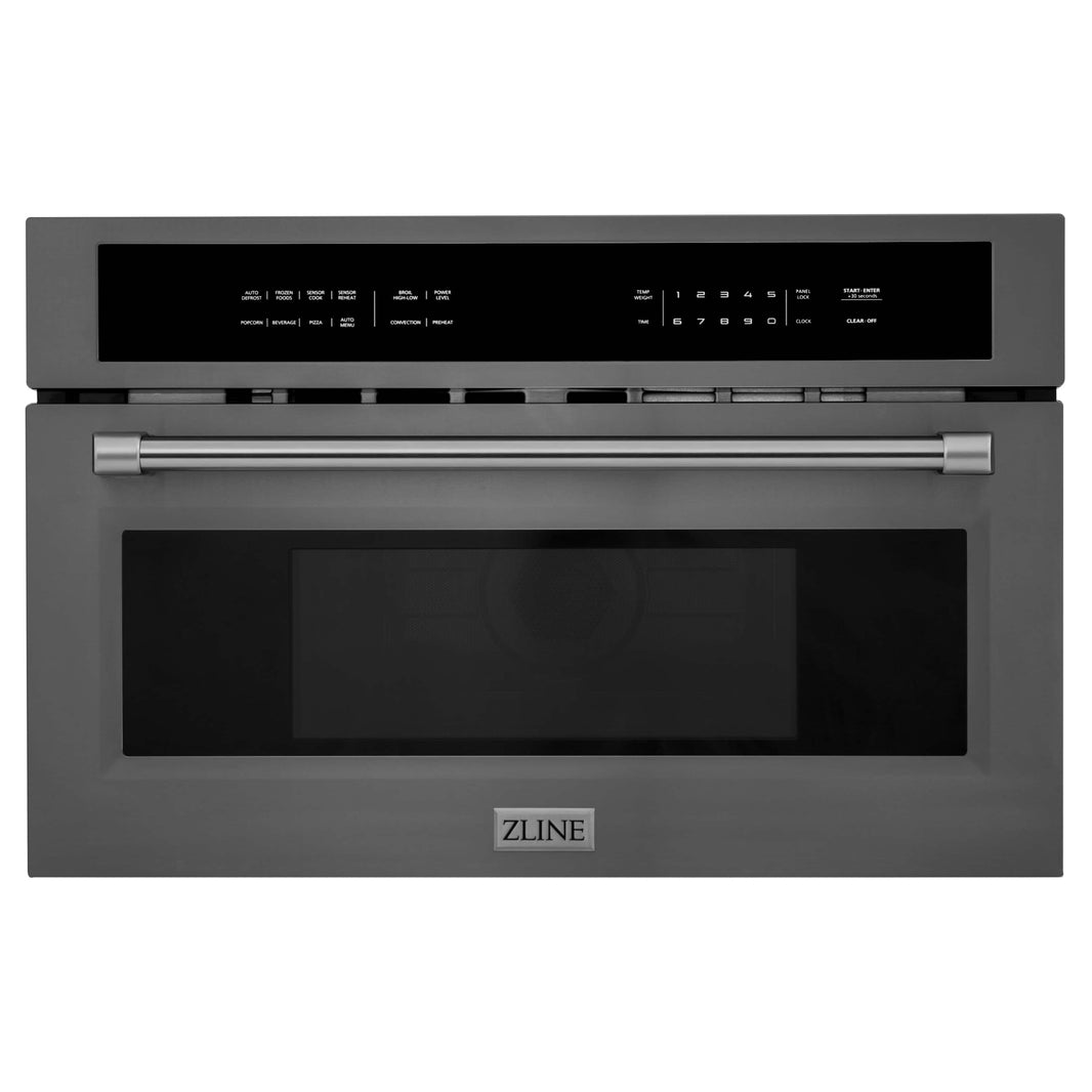 ZLINE 2-Piece Appliance Package - 30-inch Electric Wall Oven with Self-Clean & 30-inch Build-In Microwave Oven in Black Stainless Steel (2KP-MW30-AWS30BS)