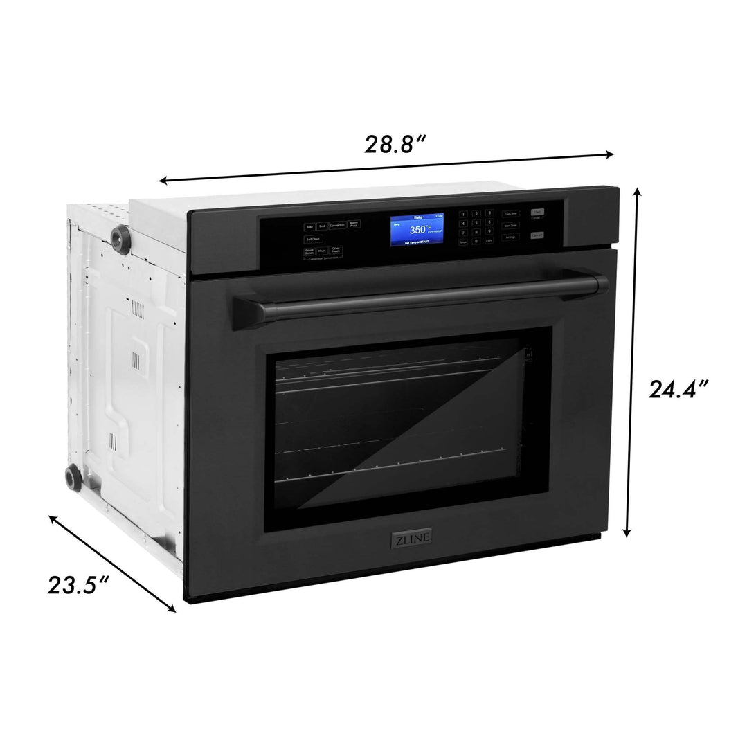 ZLINE 2-Piece Appliance Package - 30-inch Electric Wall Oven with Self-Clean & 30-inch Build-In Microwave Oven in Black Stainless Steel (2KP-MW30-AWS30BS)