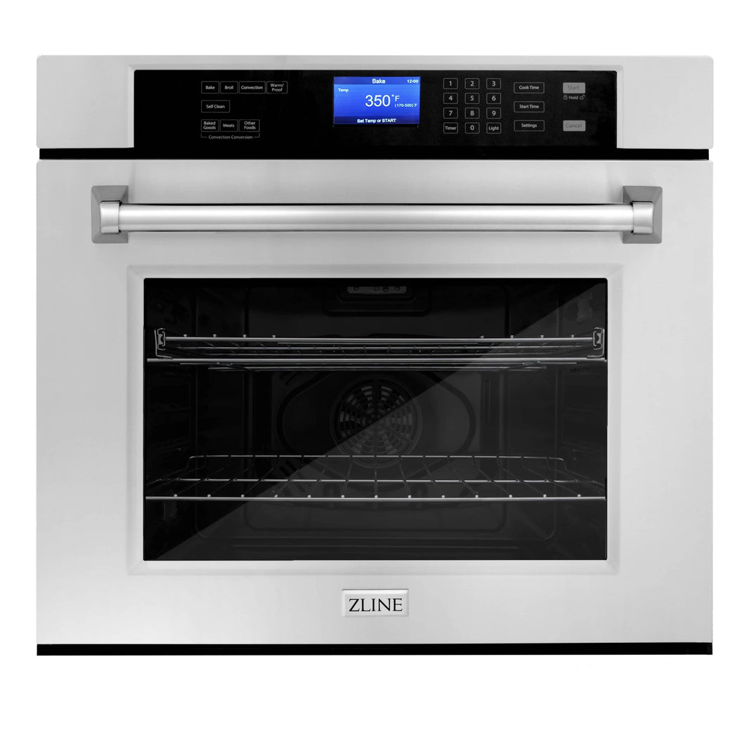 ZLINE 2-Piece Appliance Package - 30" Electric Wall Oven with Self-Clean & 30-inch Build-In Microwave Oven in Stainless Steel (2KP-MW30-AWS30)