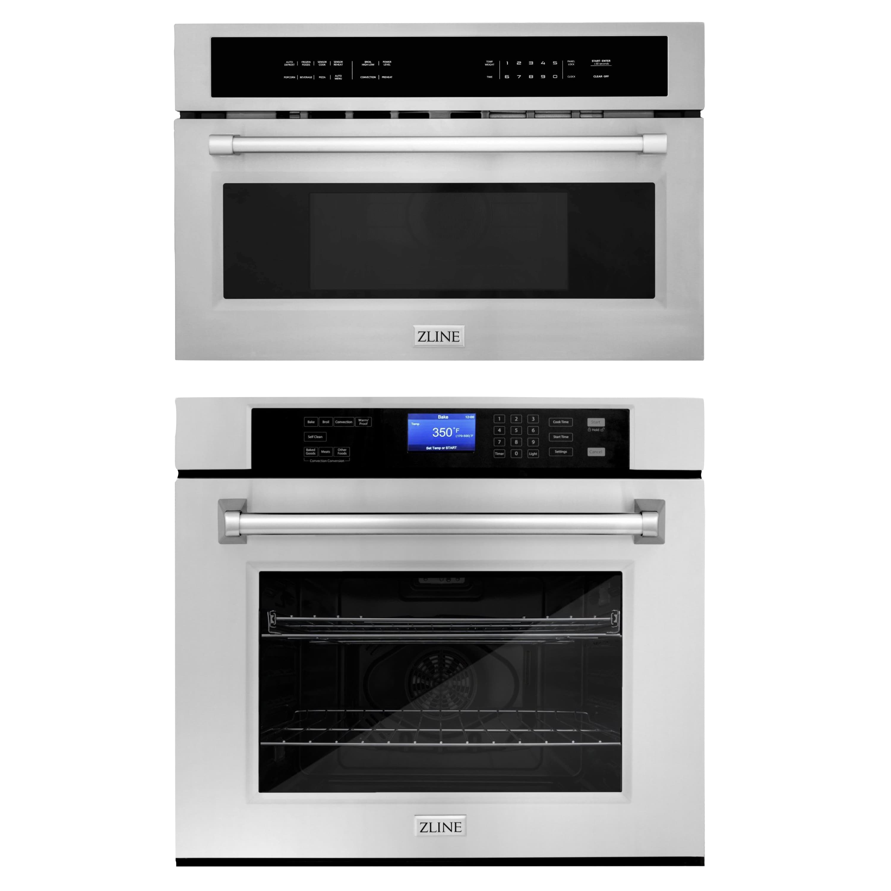 ZLINE 2-Piece Appliance Package - 30" Electric Wall Oven with Self-Clean & 30-inch Build-In Microwave Oven in Stainless Steel (2KP-MW30-AWS30)