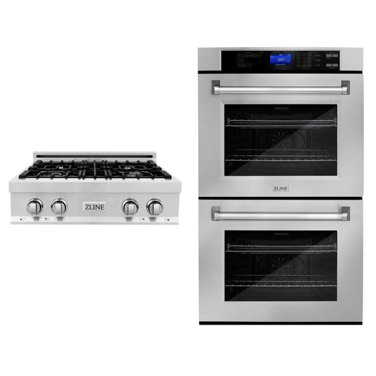 ZLINE 2-Piece Appliance Package - 30" Rangetop & 30" Double Wall Oven in Stainless Steel (2KP-RTAWD30)