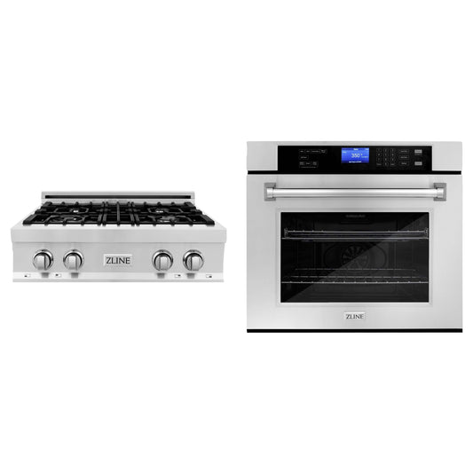 ZLINE 2-Piece Appliance Package - 30" Rangetop & 30" Wall Oven in Stainless Steel (2KP-RTAWS30)