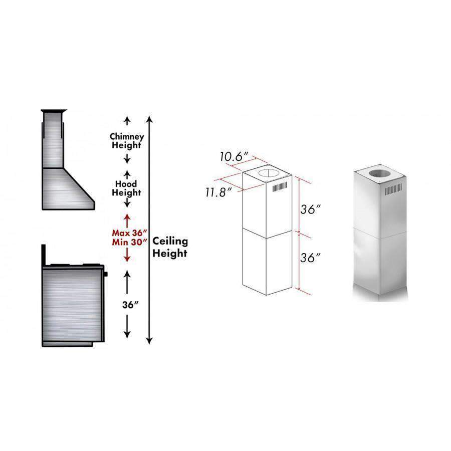 ZLINE 2 Piece Chimney Extension, 2PCEXT-9597