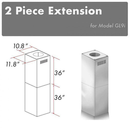 ZLINE 2 Piece Chimney Extension for 10'-12' Ceiling (2PCEXT-GL9i)