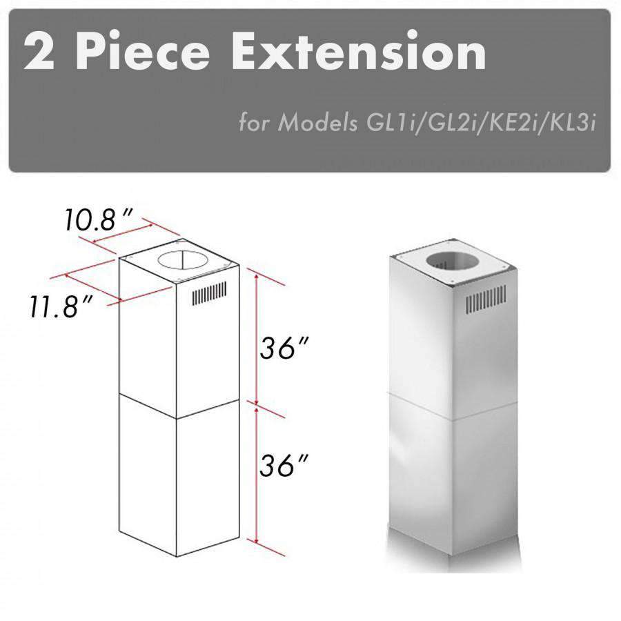 ZLINE 2 Piece Chimney Extension for 10ft-12ft Ceiling (2PCEXT-GL1i/GL2i/KE2i/KL3i)