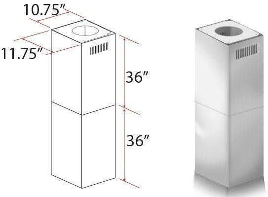 ZLINE 2 Piece Chimney Extension for 10ft-12ft Ceiling (2PCEXT-GL1i/GL2i/KE2i/KL3i)