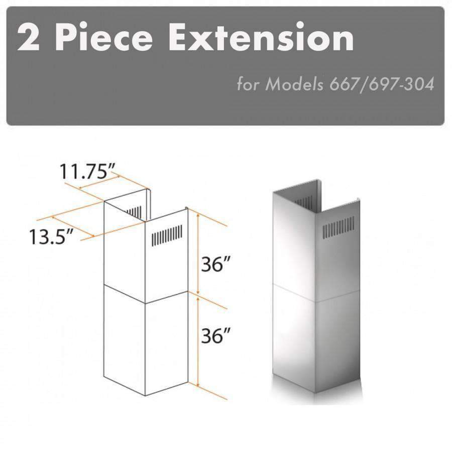 ZLINE 2 Piece Chimney Extension for 12' Ceiling (2PCEXT-667/697-304)