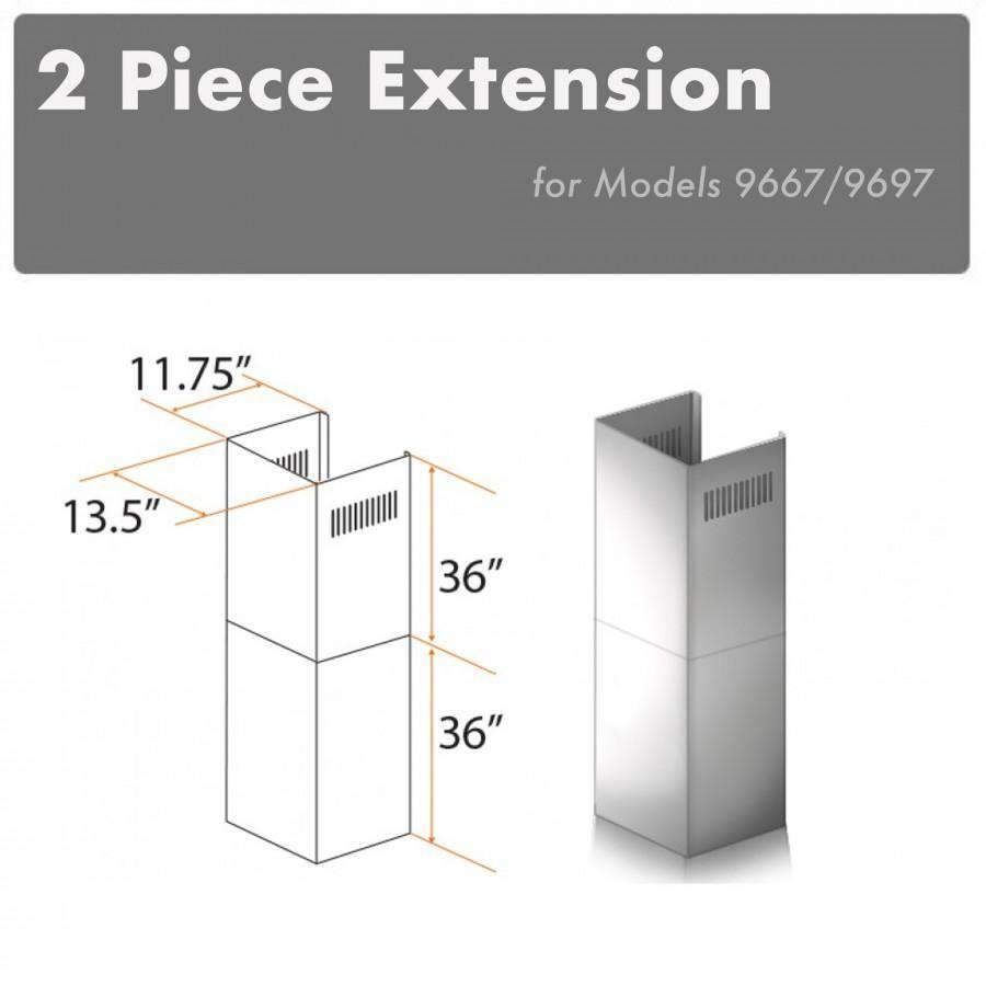 ZLINE 2 Piece Chimney Extension for 12ft Ceiling (2PCEXT-9667/9697)