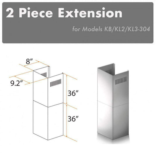 ZLINE 2 Piece Chimney Extensions for 12ft Ceiling (2PCEXT-KB/KL2/KL3-304)