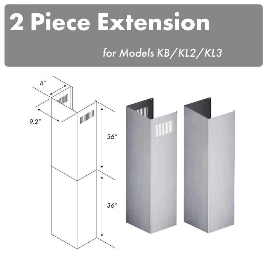 ZLINE 2 Piece Chimney Extensions for 12ft Ceiling (2PCEXT-KB/KL2/KL3)