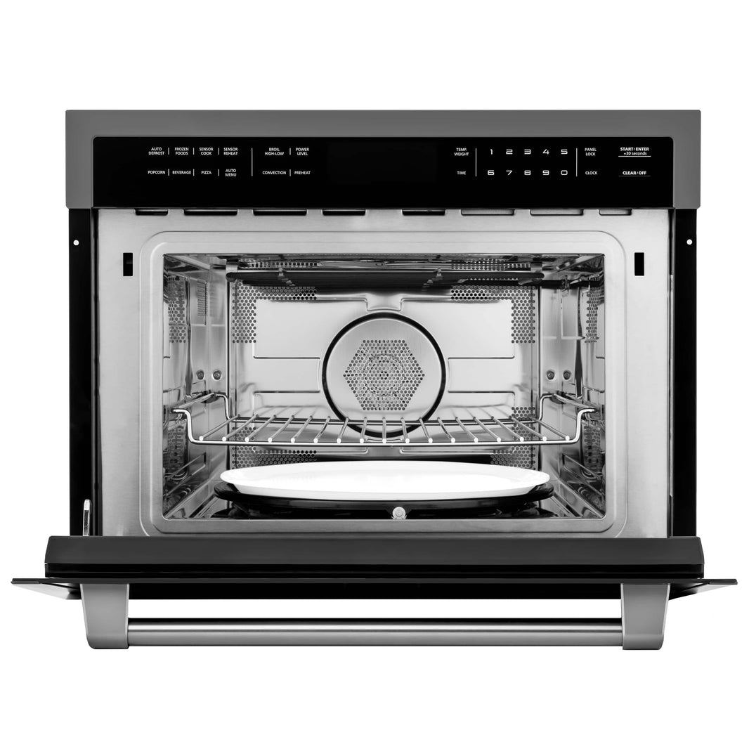 ZLINE 24" Built-in Convection Microwave Oven in Black Stainless Steel with Speed and Sensor Cooking (MWO-24-BS)