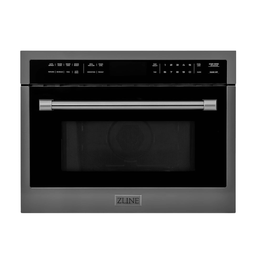 ZLINE 24" Built-in Convection Microwave Oven in Black Stainless Steel with Speed and Sensor Cooking (MWO-24-BS)