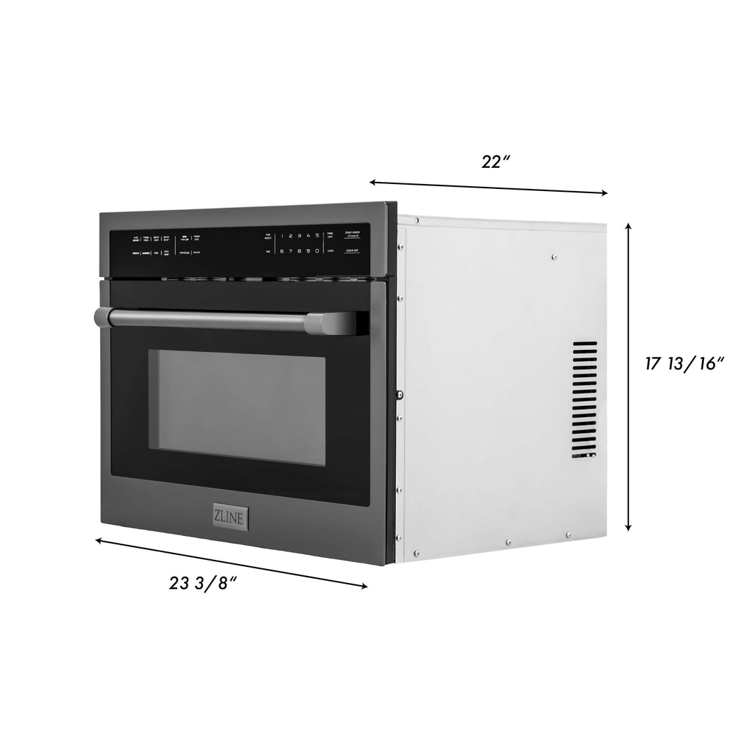 ZLINE 24" Built-in Convection Microwave Oven in Black Stainless Steel with Speed and Sensor Cooking (MWO-24-BS)