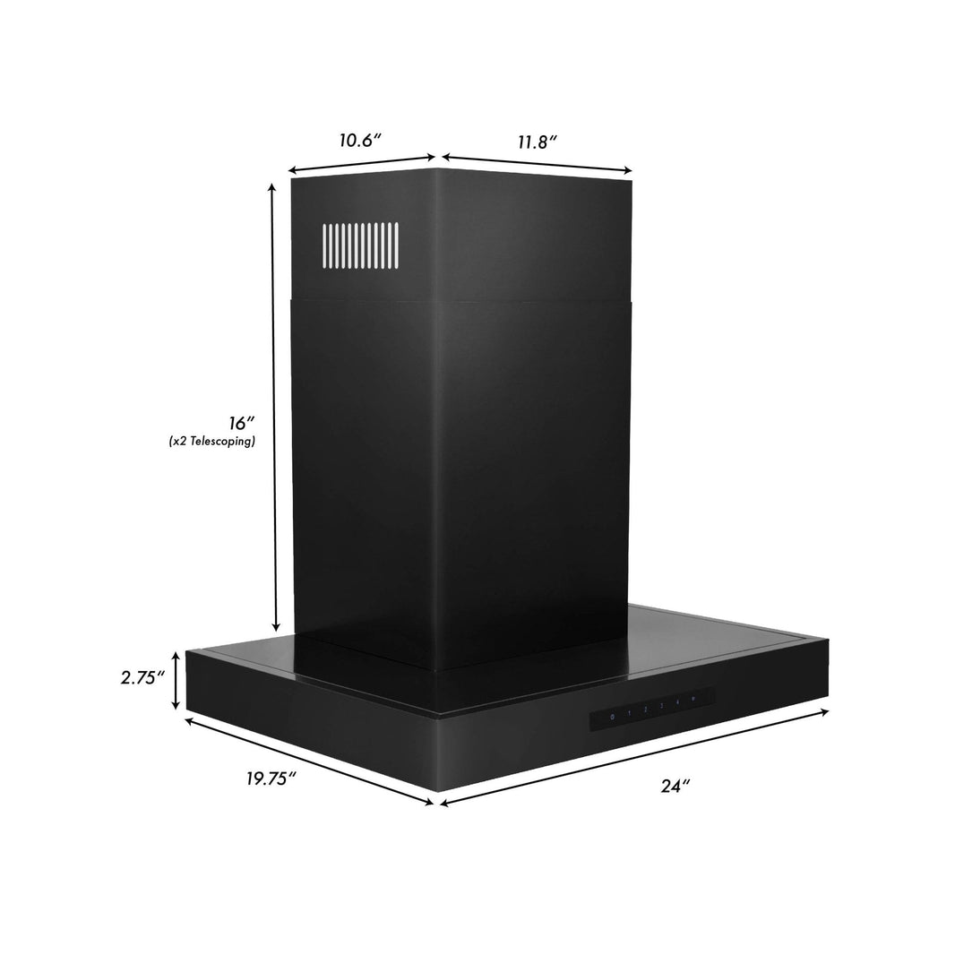 ZLINE 24-Inch Convertible Vent Wall Mount Range Hood in Black Stainless Steel (BSKEN-24)