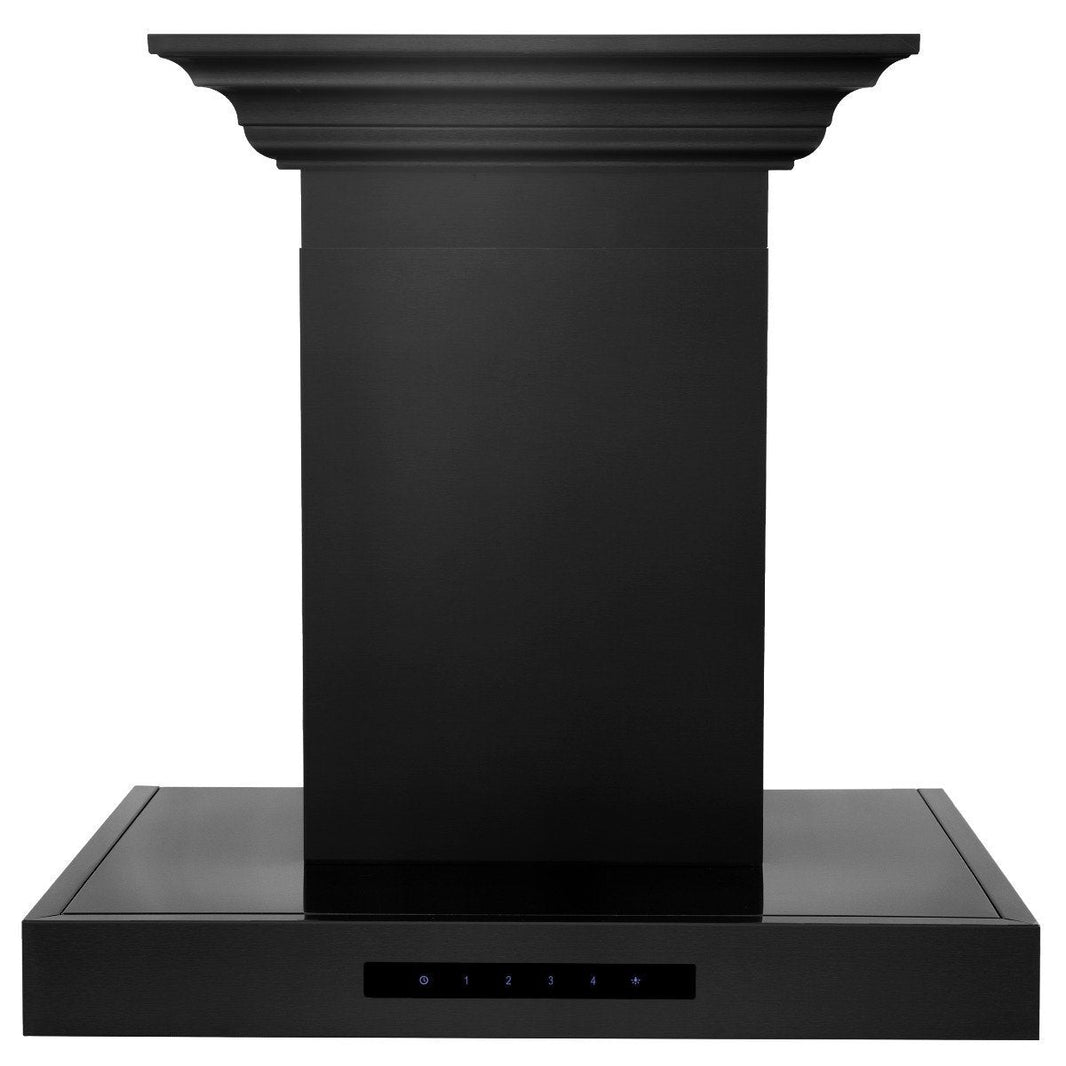 ZLINE 24-Inch Convertible Vent Wall Mount Range Hood in Black Stainless Steel with Crown Molding (BSKENCRN-24)