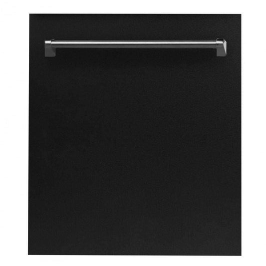 ZLINE 24" Dishwasher in Black Matte with Stainless Steel Tub and Traditional Style Handle (DW-BLM-24)