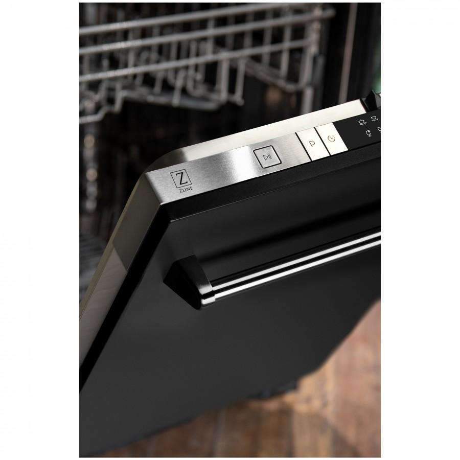 ZLINE 24" Dishwasher in Black Matte with Stainless Steel Tub and Traditional Style Handle (DW-BLM-24)