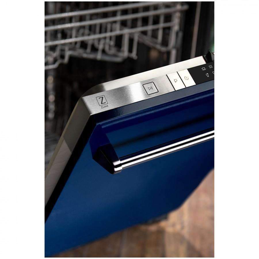 ZLINE 24" Dishwasher in Blue Gloss with Stainless Steel Tub and Traditional Style Handle (DW-BG-24)