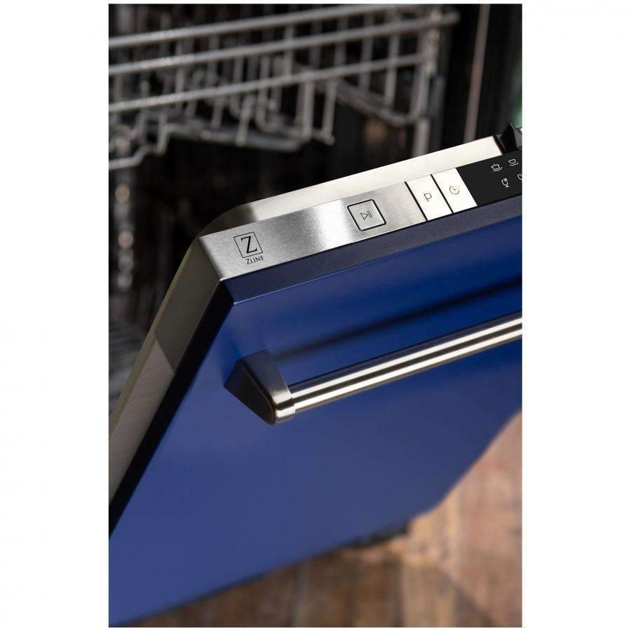 ZLINE 24" Dishwasher in Blue Matte with Stainless Steel Tub and Traditional Style Handle (DW-BM-24)