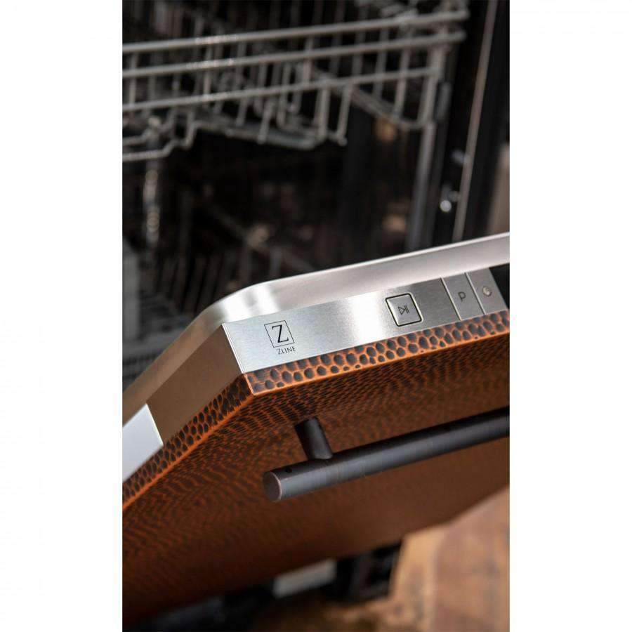 ZLINE 24" Dishwasher in Hand-Hammered Copper Finish with Stainless Steel Tub and Modern Style Handle (DW-HH-24)