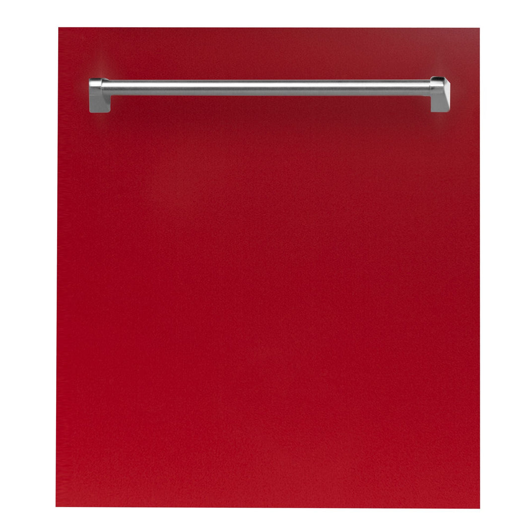 ZLINE 24" Dishwasher in Red Gloss with Stainless Steel Tub and Traditional Style Handle (DW-RG-24)